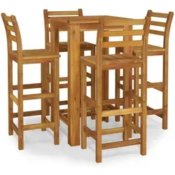 vidaXL 5-tlg. Gartenbar-Set aus Akazienholz - Gartenmöbel-Set aus massivem Akazienholz, ideal für den Innen- und Außenbereich. Robust, langlebig und mit bequemem Sitzkomfort für entspannte Stunden im Freien.