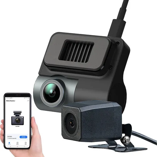 NavGear Kompakte 4K-Dashcam mit Full-HD-Heckkamera - Dashcams, mit G-Sensor und Parkwächter für zusätzliche Sicherheit beim Fahren und Parken, inklusive App für einfache Bedienung.