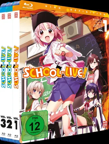 School-Live! - Gesamtausgabe - Bundle - Vol.1-3 - [Blu-ray] - Fesselnde Anime-Serie über Freundschaft und Überleben, freigegeben ab 12 Jahren für spannende Unterhaltung.