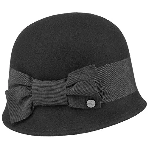 LIERYS Crushable Wollfilz Glockenhut Damen Made in Italy Outdoor Hut Wasserabweisend Packable Filzhut Herbst Winter schwarz One Size
