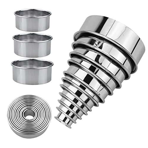 Stück Ausstechformen rund, runde Ausstechformen Set Ausstechformen Ring Scone Cutter Edelstahl Metall Kreis Ausstecher für Gebäck, Donut, Fondant, Backen, DIY Kuchen 11