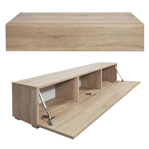 Milionmeblicom Fernsehtisch Fernsehschrank TV Verdeckter Griff mit Soft-Close Lowboard Hängeschrank- Hängend Oder Stehend für Wohnzimmer -Sonoma-Eiche Matt 30x135x30 HxBxT