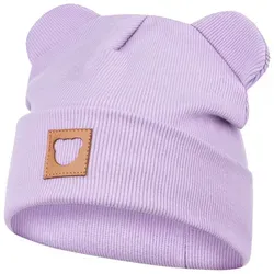 Smarilla Jerseymütze Übergangsmütze Baumwollmütze Beanie Bärenohren lila 50-52