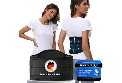 DONNERKRAFT Rückenstützgürtel & Bauchbandage XL - Bandage für Herren und Damen, ideal zur Linderung von Rückenschmerzen und Bandscheibenproblemen. Verstellbar und pflegeleicht für optimalen Tragekomfort.