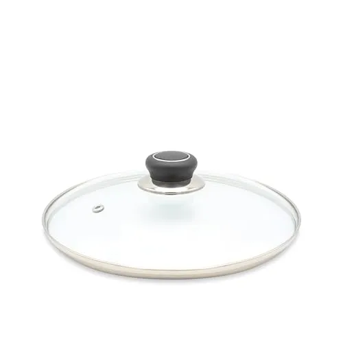 Glasdeckel Diamant mit Edelstahlschutzrand, Ø 28 cm, Silber-schwarz