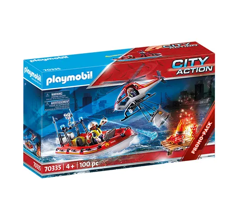 PLAYMOBIL 70335 Feuerwehr Boot und Hubschrauber im Einsatz NEU!