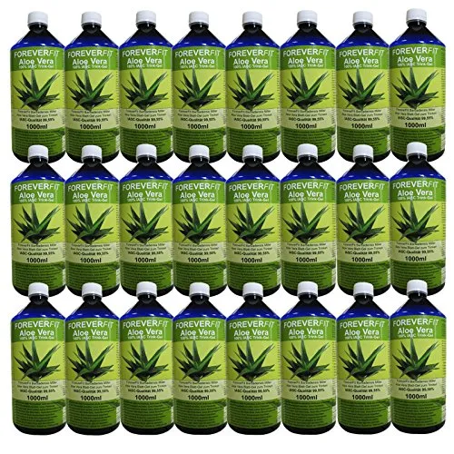 ForeverFit Aloe Vera Trinkgel 24x 1000ml - Nahrungsergänzungsmittel, 100% unverdünntes Aloe Vera Blattgel aus kontrolliertem Anbau, vegan und ohne künstliche Zusätze für optimale Vitalstoffversorgung.