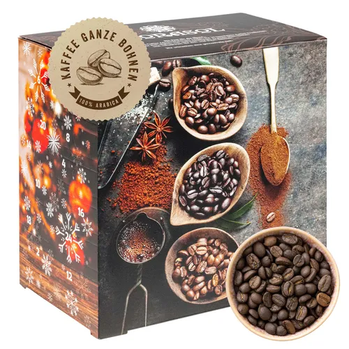 Corasol Premium Flavoured Coffee Adventskalender - Adventskalender mit 24 aromatisierten Kaffee-Kreationen aus ganzen Bohnen für ein einzigartiges Genusserlebnis in der Vorweihnachtszeit.