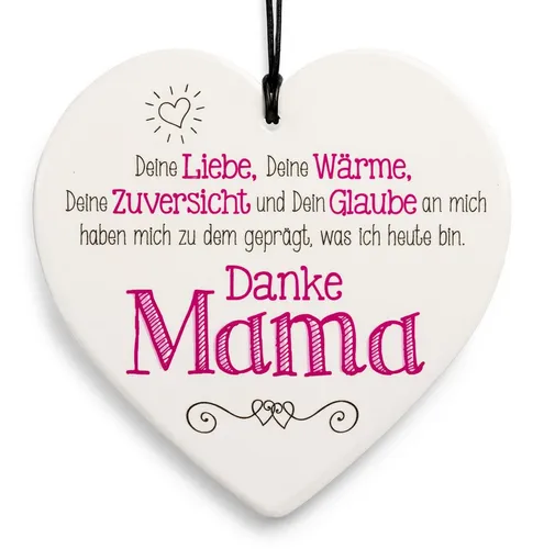 SIKORA Dekoobjekt Geschenk Herz aus weißem Steingut mit liebevollen Botschaften