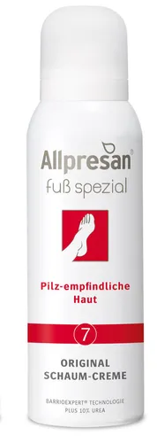 ALLPRESAN Fuß Spezial 7 Schaum-Creme - Antimykotische Fußcreme in Schaumform für empfindliche Haut, ideal zur Behandlung von Fußpilz, 125 ml, aus Deutschland.