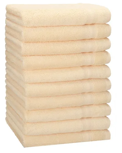 Betz Gästehandtücher Set, 10 Stück, 30x50 cm, Beige - Luxuriöses 10-tlg. Gästehandtuch-Set aus 100% Baumwolle, 600 g/m², saugstark und hautfreundlich, waschbar bei 60°C, ideal für stilvolle Badezimmer.