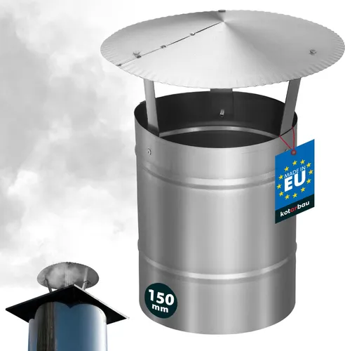 KOTARBAU® Schornsteinabdeckung Edelstahl ø 150 mm Kaminhaube Schornstein Regenhaube Schornsteinhaube Kaminaufsatz Rostfrei Edelstahl Inox