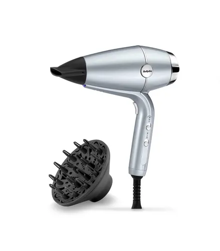BaByliss Hydro-Fusion Haartrockner D773DE - 2100W Leistung, Advanced Plasma Ionen-Technologie für Feuchtigkeit und Glanz, eisblau, ideal für individuelles Styling