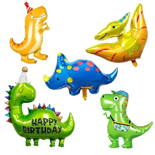 Dino luftballon,5 Stücke dino geburtstag deko folienballon, riesen luftballons dinosaurier, dino Party kindergeburtstag deko Geeignet für dschungel deko geburtstag, dino deko kindergeburtstag