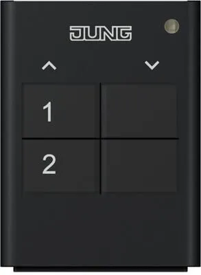 Jung FMHS2 Funk-Handsender 2-kanalig - Automatisierungstechnik: Intelligenter 2-Kanal Handsender für vielseitige Funksteuerung, speichert Dimm- und Szenenbefehle und bietet eine Reichweite von bis zu 100 m.