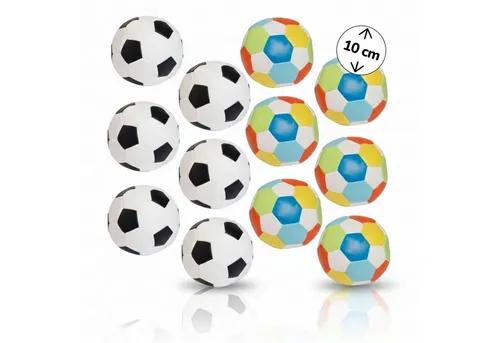 alldoro Softball Ø 10 cm, 12er Set schwarz-weiß & bunt im Fußball-Design, ab 0 Jahren, Kinderbälle, extra weich und leicht, Ballspiele für drinnen & draußen