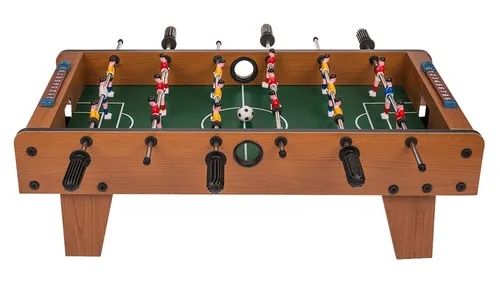 Holz-Tischfußballspiel mit Füßen, Kicker - Tischfußballtisch aus robustem Holz, ideal für spannende Spiele mit Freunden und Familie, Maße: 69 x 36.5 x 24 cm.
