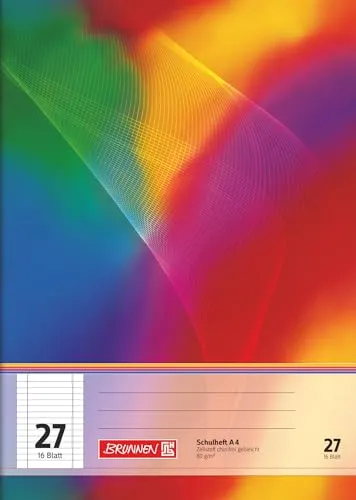Brunnen Schulheft 104492702, A4, 16 Blatt - Liniert mit Rand - Schulhefte für die 5. Klasse, aus CO2-reduziertem 80 g/m² Papier. Mit abwischbarem Umschlag und Doppelrand, ideal für sauberes Schreiben und Notizen.