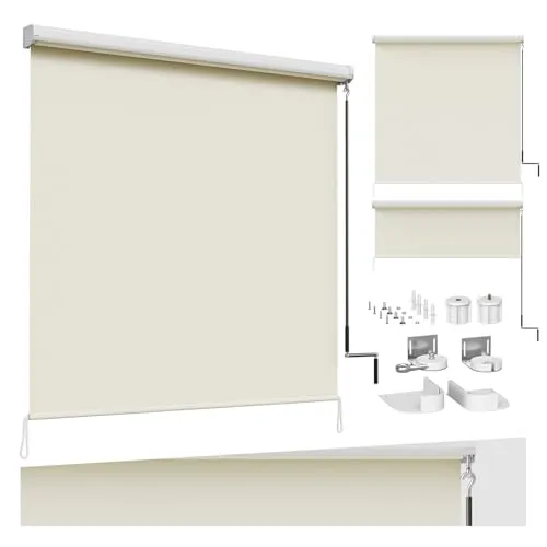 Woltu Senkrechtmarkise mit Handkurbel in beige von WOLTU