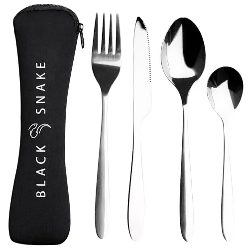 Black Snake Camping Besteck Set 4-teilig für Outdoor, Festival & Trekking