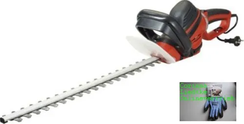 Ikra IHS 580 Elektro-Heckenschere - Heckenschere mit 55 cm Schnittlänge und leistungsstarkem 580 W Motor, ideal für präzise Schnittarbeiten im Garten, inklusive Handschuhe für optimalen Schutz.