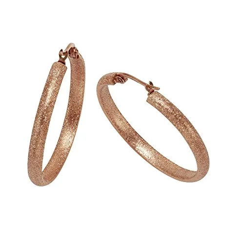 Zeeme Stainless Steel Damen Creolen Edelstahl 3,4cm Diamantiert ohne rot 389010103