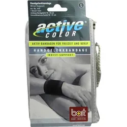 BORT ActiveColor Handgelenkbandage L schwarz - Bandage für das Handgelenk, bietet optimale Unterstützung und Stabilität bei Verletzungen, ideal für Sport und Alltag.
