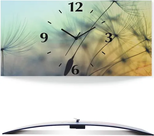 ARTLAND Lautlose Wanduhr Pusteblume 60x30 cm - Moderne Wanduhr aus Aluminium, geräuschloses Uhrwerk ideal für Schlafzimmer und Wohnräume, Made in Germany für höchste Qualität.