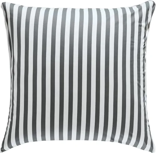 Erwin Müller Wende-Kissenbezug, Kissenhülle Single-Jersey Streifen anthrazit-weiß Größe 80x80 cm - mit Paspel, temperaturausgleichend, formstabil, pflegeleicht, mit praktischem Reißverschluss