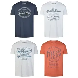 riverso T-Shirt Herren Printshirt RIVLeon Regular Fit (4-tlg) Kurzarm Tee Shirt mit Rundhalsausschnitt aus 100% Baumwolle bunt 5XL