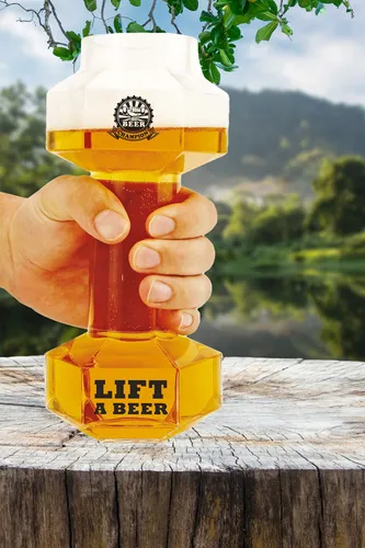 Winkee Hantel Bierglas - Lustiges Bierglas für Fitness-Fans - Kategorie: Gläser & Glaswaren, Besonderheit: Originelles Design in Form einer Hantel - ideal für Bierliebhaber und Fitness-Enthusiasten!