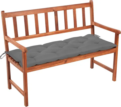 vidaXL Gartenbank 120 cm aus Akazienholz mit Auflage - Rustikale Gartenbank aus massivem Akazienholz mit wetterbeständiger Ölbeschichtung. Inklusive bequemer Auflage für optimalen Komfort im Freien. Ideal zum Entspannen im Garten oder auf der Terrasse.