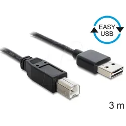 DELOCK 83360 - USB 2.0 Kabel, EASY A Stecker auf B Stecker, 3 m