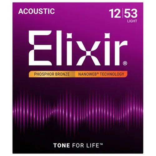 Elixir Nanoweb Light Phosphor Bronze Saiten - Akustik Saiten für Westerngitarren, langlebige Nanoweb-Beschichtung für langanhaltenden Klang und Spielkomfort.