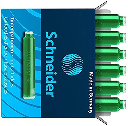 Schneider Tintenpatrone (Standard-Format, universal passend für viele Füllhalter, nicht löschbar) 10 x 6 Stück, grün