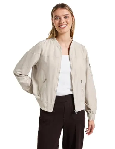 Blouson STREET ONE Damen Gr. 36 - malted beige - Funktionsjacke aus 74% Viskose und 26% Polyester, mit schimmerndem Stoff und praktischen Reißverschlusstaschen für einen sportiv-femininen Look.