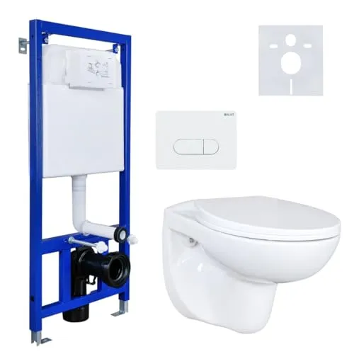 Belvit Komplettset Wand Hänge WC spülrandlos - Sanitäranlagen & Zubehör: Komplettset mit hochwertiger Sanitärkeramik, spülrandlos und unkomplizierter Montage durch perfekt abgestimmte Komponenten.