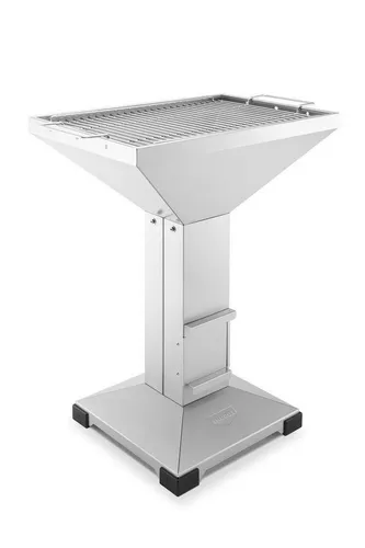 Thüros Holzkohlegrill T4 - Edelstahl Säulengrill 40x60 cm - Edelstahl Holzkohlegrill aus deutscher Herstellung, rostfrei und spülmaschinengeeignet. Mit 40 x 60 cm Grillfläche und Kaminzugeffekt für schnelles Anheizen und effizienten Holzkohleverbrauch.