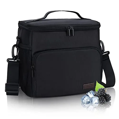 Gloppie Kühltasche Lunchtasche Picknicktasche Faltbar Thermotasche Kühltasche mit verstellbaren Schultergurt für Camping, BBQ, Wandern, Picknick- Schwarz