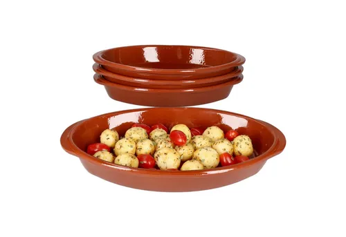 MamboCat 4er Set Ton-Auflaufform Boris oval 1 Liter - Mediterranes Ton-Geschirr, handgefertigt und einzigartig im Design, ideal für kreative Aufläufe und als stilvolle Servierform.