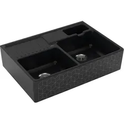 Villeroy & Boch Einbauspüle 632391M7 - Elegante Keramikspüle mit Doppelbecken, ideal für Küchen ab 90 cm Unterschrankbreite. Leicht zu reinigen dank CeramicPlus und mit Handbetätigung für komfortable Nutzung.