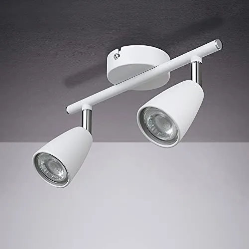 IMPTS LED Deckenleuchte Drehbar weiß, 2-Flammig Spotbalken, LED Deckenlampe inkl.2x3W GU10 Leuchtmittel, 250LM IP20 230V Warmweiß, Modern Deckenlampe Deckenspots für Wohnzimmer, Schlafzimmer