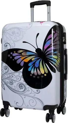 Warenhandel König Hartschalen-Trolley Butterfly, Größe L in weiß von Warenhandel König