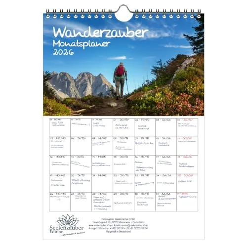 Wanderzauber Planer DIN A4 Kalender für 2026 Berge und wandern - Seelenzauber