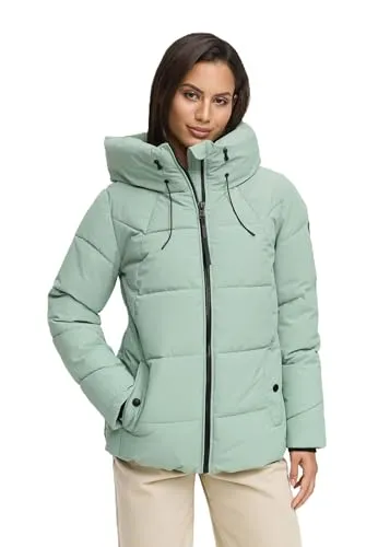 MARIKOO Damen Winterjacke (XS-XXL) - gesteppt, mit Kapuze, gefüttert, Rippbündchen - N077 - SmoMin Größe M - Gr.M