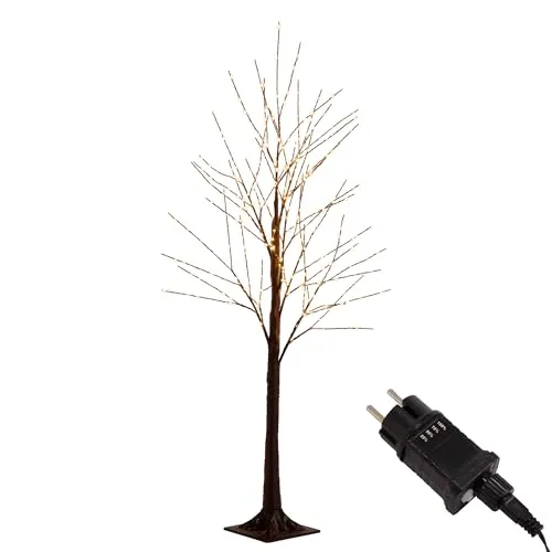 Meisterhome® LED Baum Lichterbaum Lichterzweige Baumbeleuchtung – 120 cm mit 280 LEDs – Warmweiß – Mit Timer (8h an/16h aus) – Weihnachtsbaum Innen & Außen – Festliche Beleuchtung (Braun)