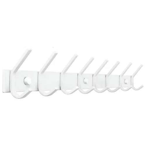 TOJ Living Wandgarderobe - 62CM mit 16 Haken - Wandgarderobe aus hochwertigem Edelstahl, multifunktional für Mäntel, Taschen und Handtücher, modernes Design in glänzendem Weiß, einfache Montage inklusive Gewindefahrwerk-Kit.