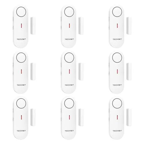 TECKNET Türalarm, Fensteralarm Einbruchschutz, Kabellose Alarmanlage Tür-Fenstersensoren und 3-stufiger Lautstärkeregelung, Türalarm mit Sirene für Haus, Geschäft, Büro und Wohnung (9 PCS)