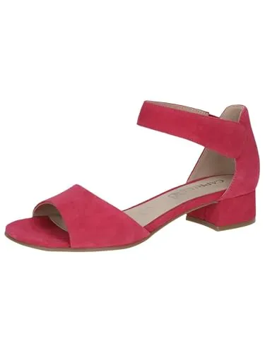 CAPRICE Damen Sandalen mit Absatz aus Leder, Rosa (Pink Suede), 40 EU - Wanderschuhe mit MemorySchaumstoff-Fußbett für optimalen Komfort und Gelenkschutz, ideal für schicke Anlässe und bequemes Tragen.