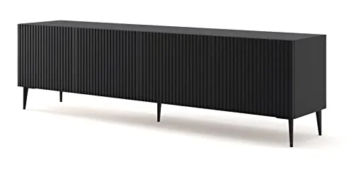 BIM Furniture Lowboard TV 200 cm – Modernes Sideboard mit Push-to-Open und stabilen Metallfüßen - TV-Halterungen mit hoher Beständigkeit: Das Lowboard bietet müheloses Öffnen dank Push-to-Open-System und stabilen Metallfüßen für schwere Fernseher – ideal für einen modernen und gepflegten Wohnraum.